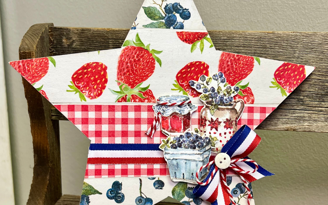 Napkin Art Red, White, and Blue Shiplap Summer Star