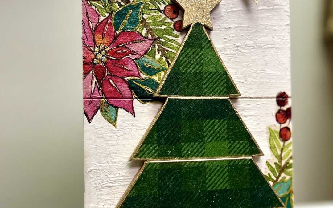 DIY Christmas Tree Shiplap Tag: Easy Napkin Art Craft for Holiday Decor