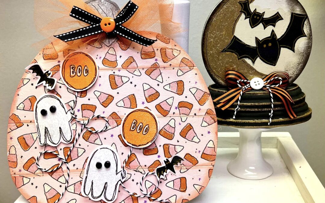 Let’s Create a Pallet Pumpkin & Spooky Snow Globe with my Halloween Fun Napkin Bundle