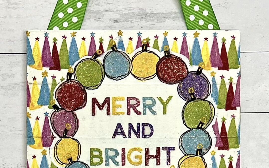 Make this DIY Merry and Bright Christmas Shiplap Sign with Napkin Art 