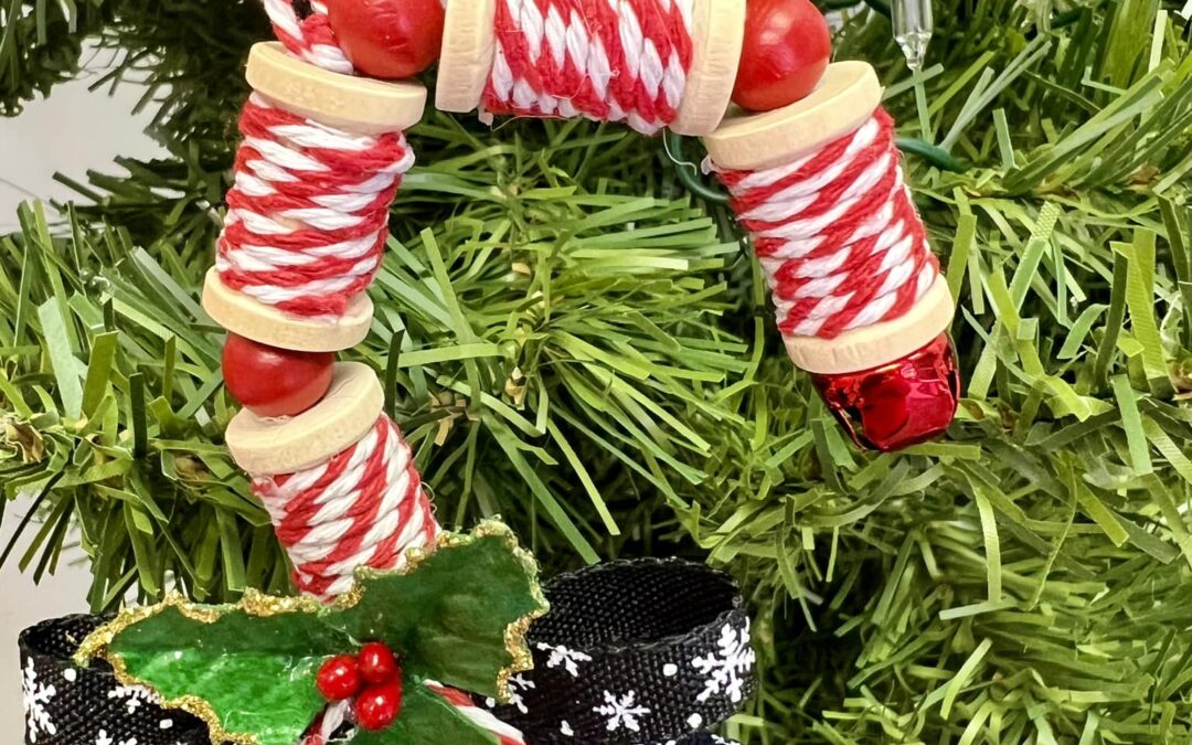 How to Make DIY Candy Cane Spool Ornaments for Christmas