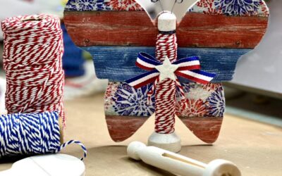 DIY Patriotic Butterfly Craft with Napkin Art