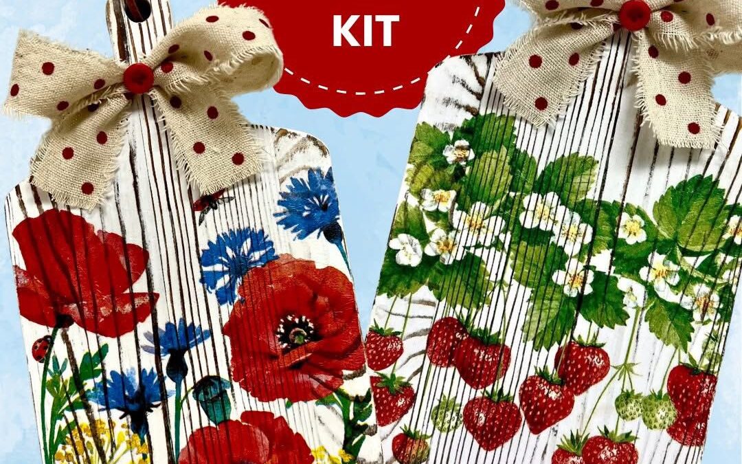 Reversible Summer Cutting Board with Napkin Art