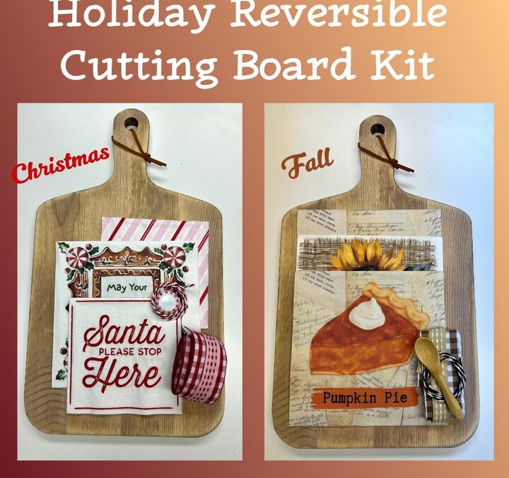 DIY Reversible Cutting Board: Fall & Christmas Napkin Craft Tutorial