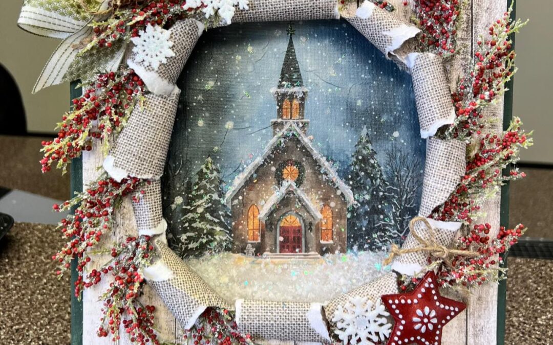 How to Make a Busted Canvas with Napkin Art (Easy Christmas Church Canvas Tutorial)