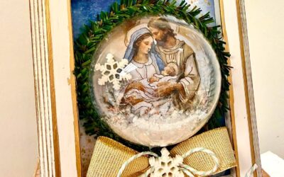 Make a DIY Nativity Snow Globe Frame with Napkin Art