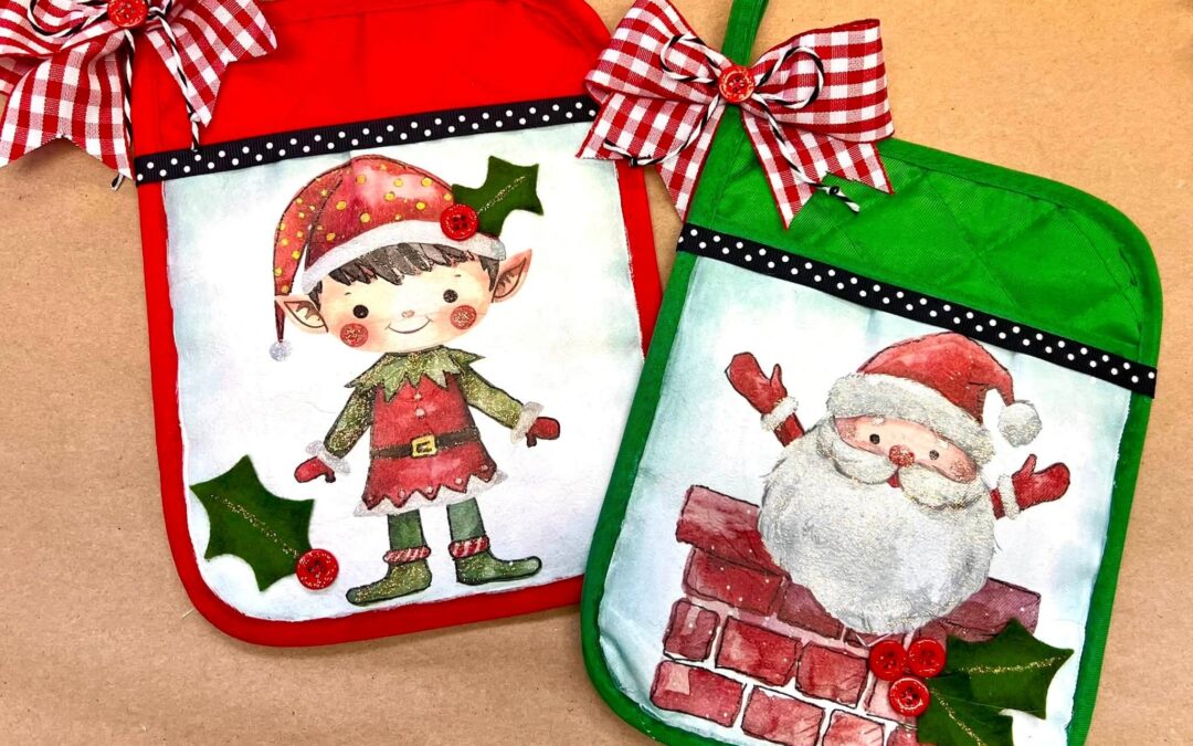 How to Make Christmas Napkin Art Pot Holders